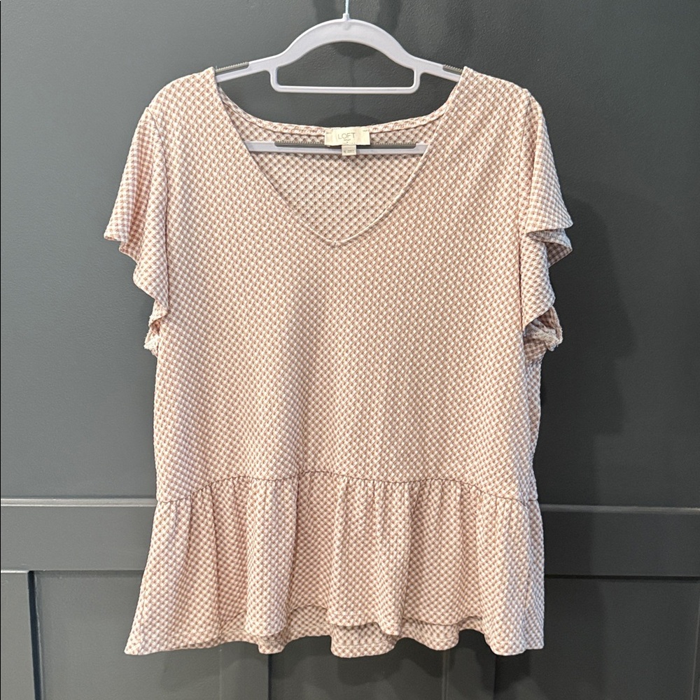 LOFT Outlet Patterned Peplum-Style V-Neck Blouse